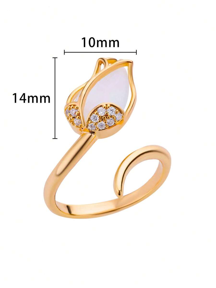 ANILLO PREMIUM TULIPAN AJUSTABLE Baño de oro 18k